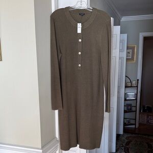 Talbots Olive Long Sleeve Knit Dress *NWT* Sz. L